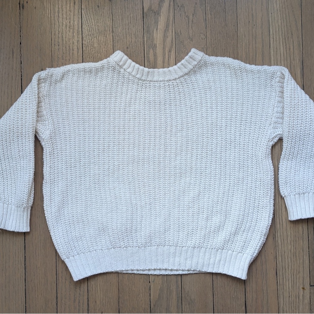 Little Co. Classic Knit Kids Sweater in Cream Sz 3T